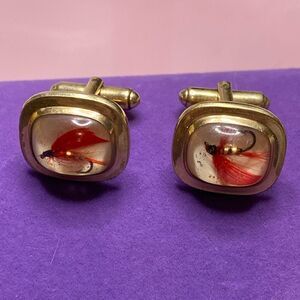 💛 Vintage Hayward 12k Gold Filled Hook Fly Fishing Cuff Links